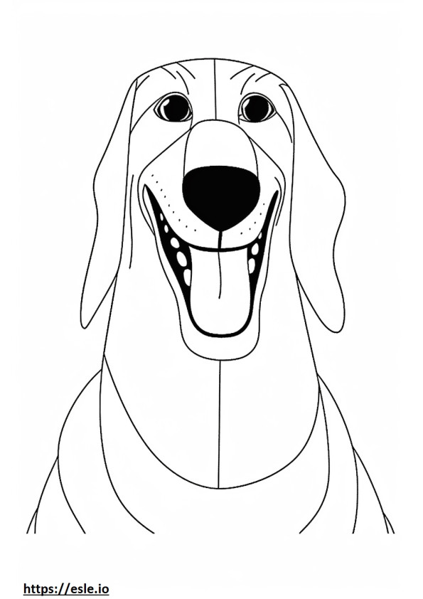 Emoji de sorriso de Coonhound preto e castanho para colorir