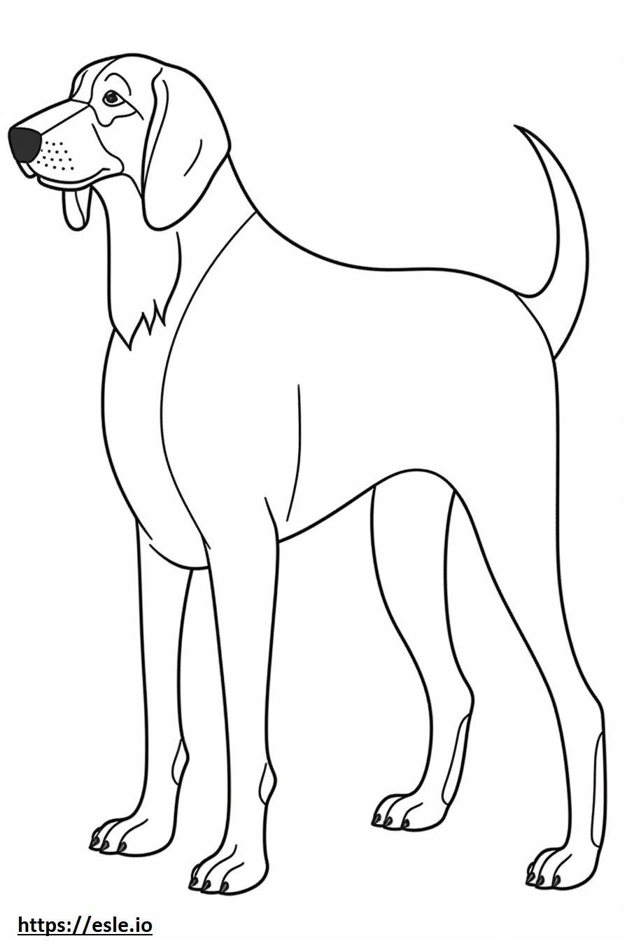 Zwart en bruin Coonhound schattig kleurplaat kleurplaat