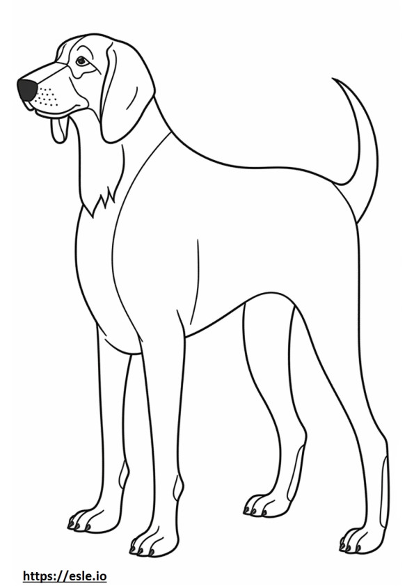 Zwart en bruin Coonhound schattig kleurplaat