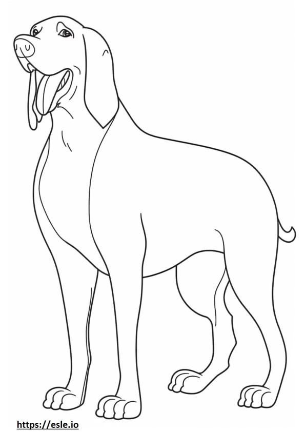 Coonhound preto e castanho feliz para colorir