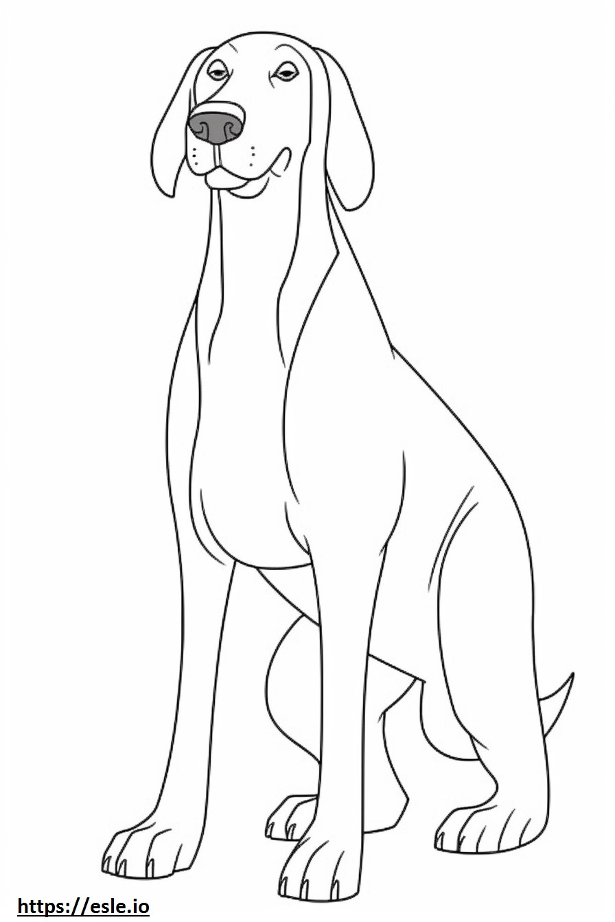Coonhound preto e castanho feliz para colorir