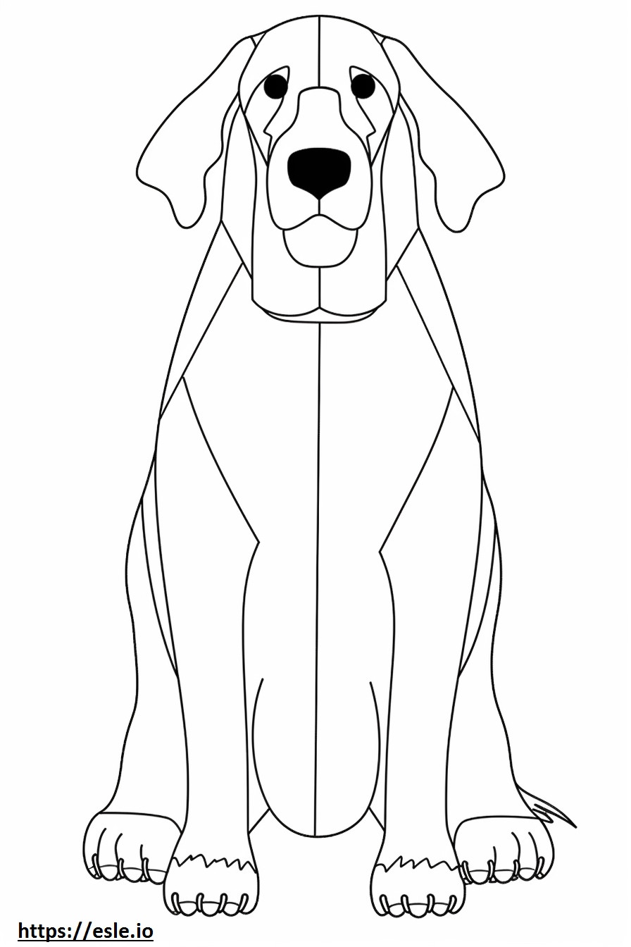 Schwarzer und hellbrauner Coonhound Kawaii ausmalbild