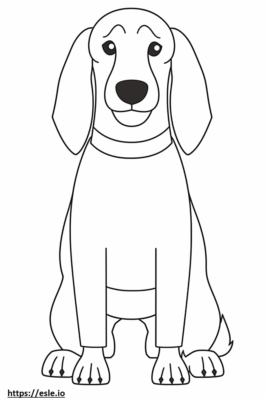 Zwart en bruin Coonhound Kawaii kleurplaat kleurplaat