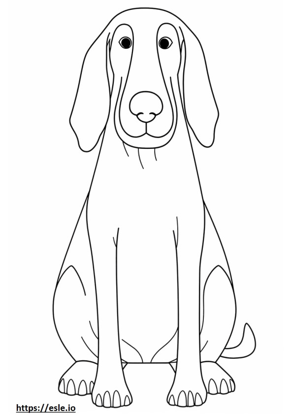 Coonhound Kawaii Preto e Castanho para colorir