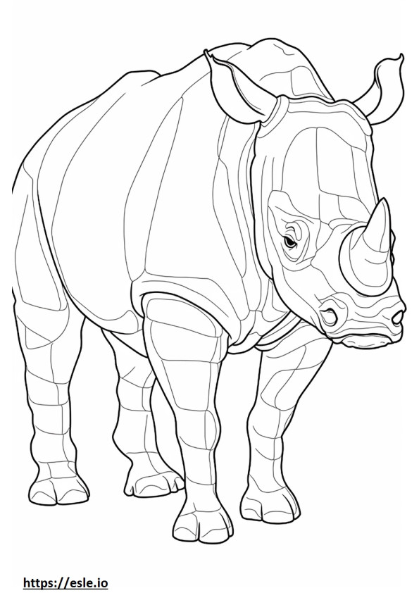 Rinoceronte negro de cuerpo entero para colorear e imprimir