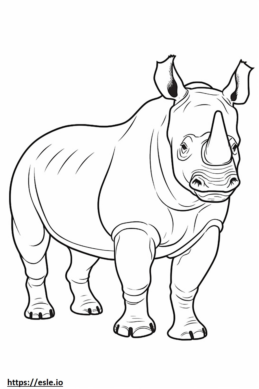 Corpo inteiro do rinoceronte negro para colorir