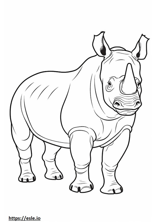 Corpo inteiro do rinoceronte negro para colorir