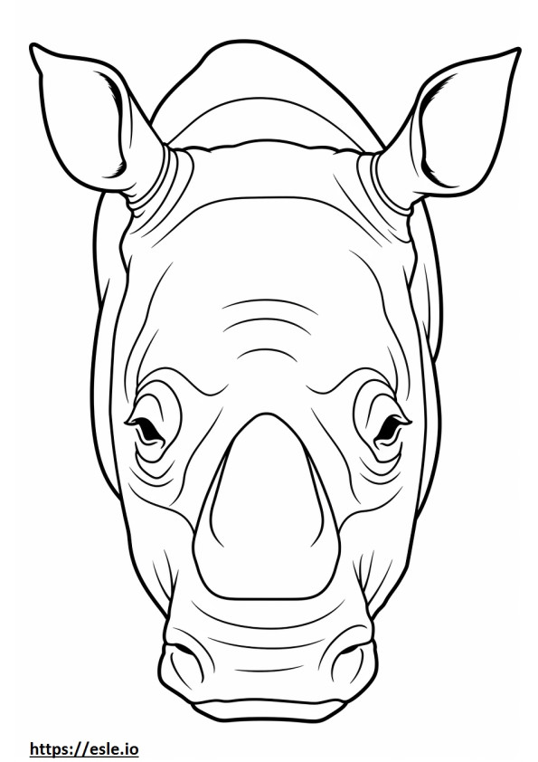 Black Rhinoceros face coloring page