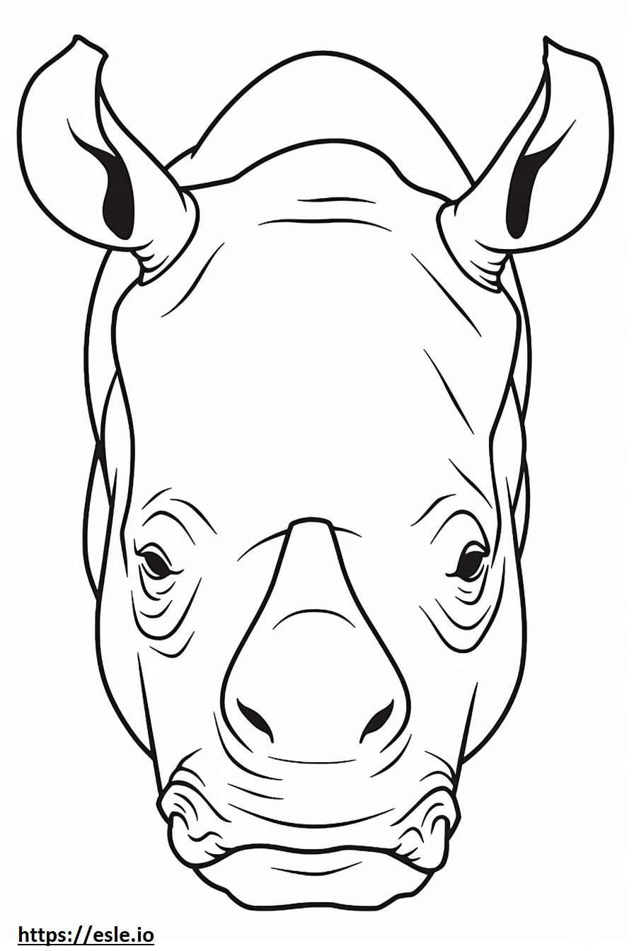 Black Rhinoceros face coloring page