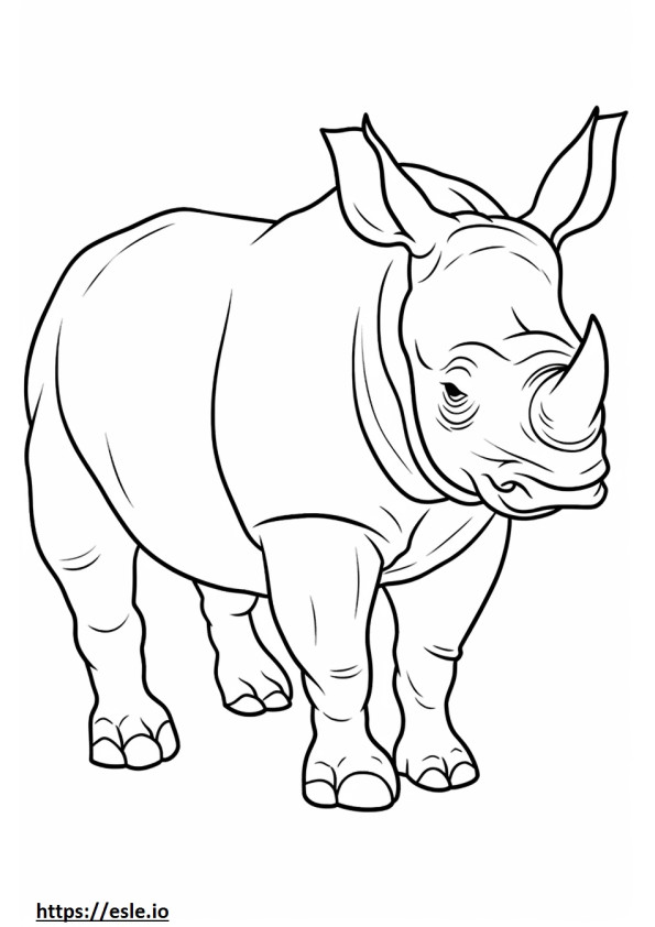 Coloriage Bébé rhinocéros noir à imprimer