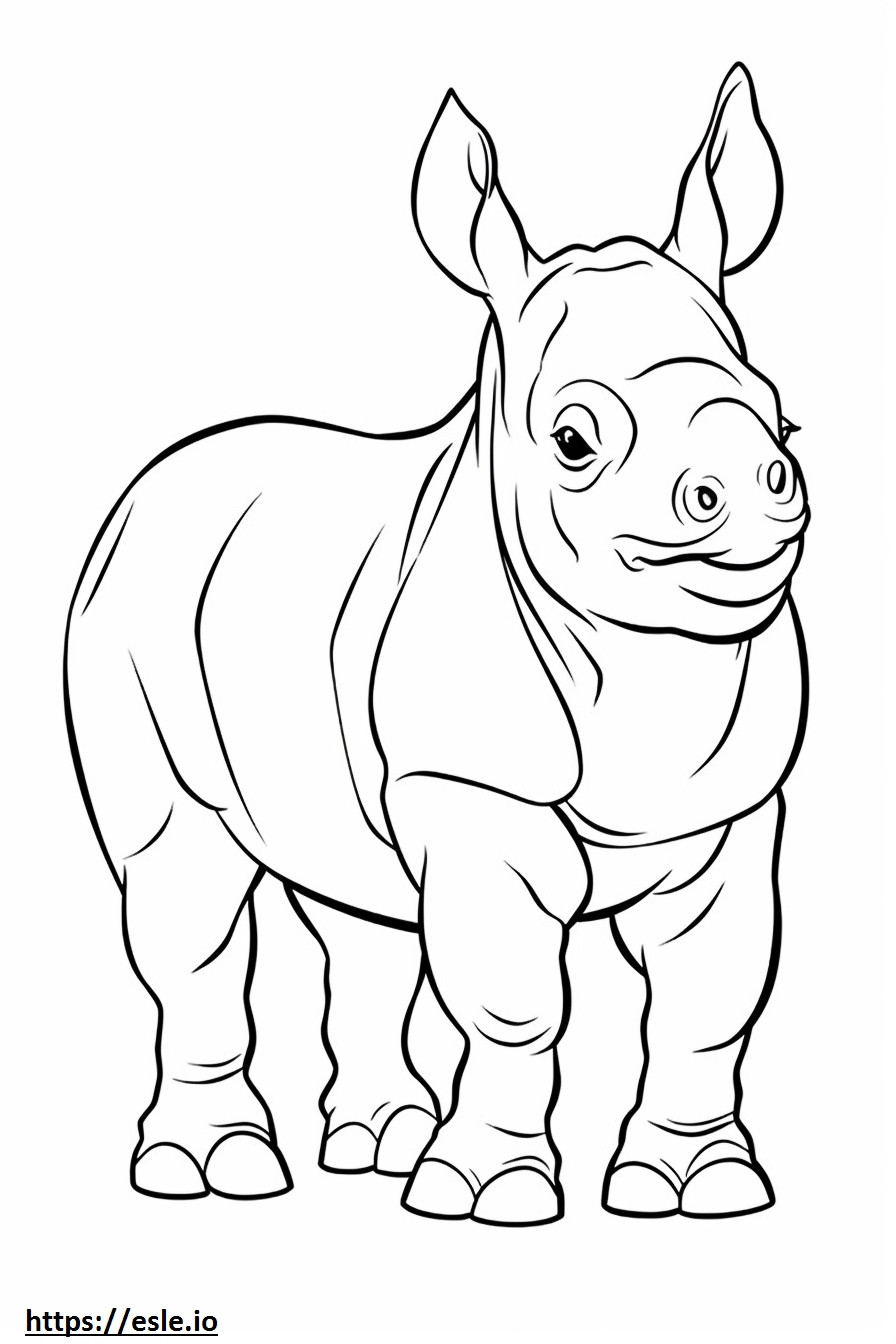 Coloriage Bébé rhinocéros noir à imprimer