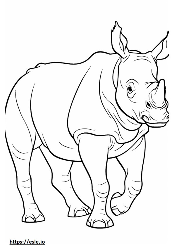 Black Rhinoceros full body coloring page