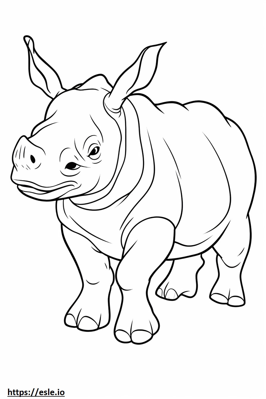 Bebê rinoceronte negro para colorir