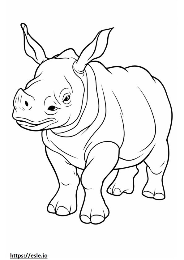 Dziecko czarnego nosorożca kolorowanka