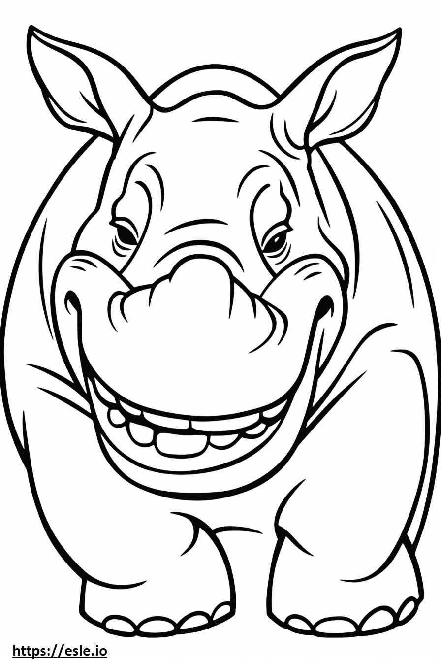 Coloriage Emoji sourire de rhinocéros noir à imprimer