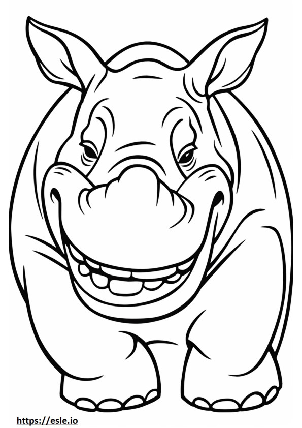 Emoji de sonrisa de rinoceronte negro para colorear e imprimir