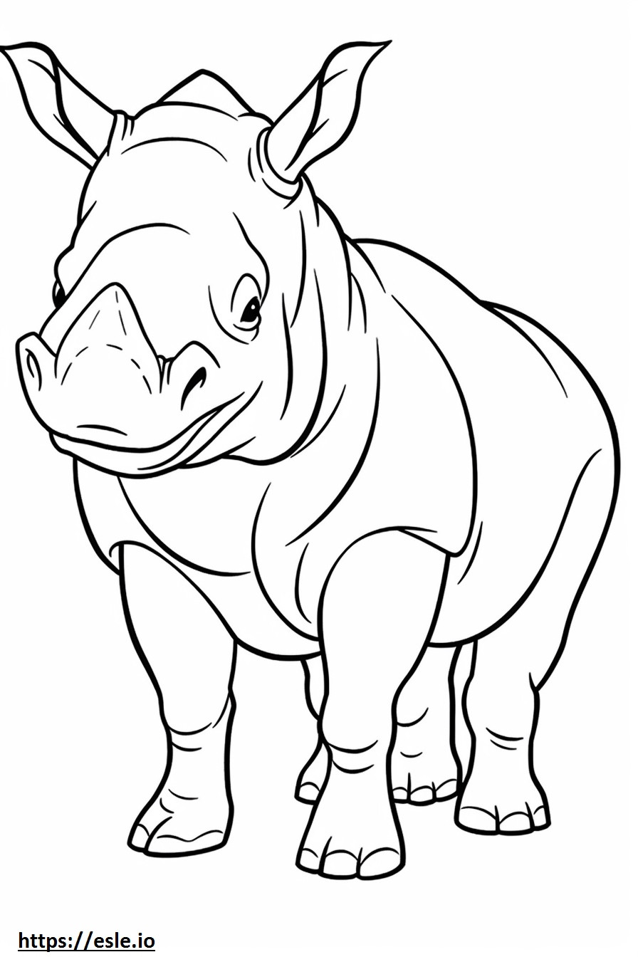 Coloriage Caricature de rhinocéros noir à imprimer