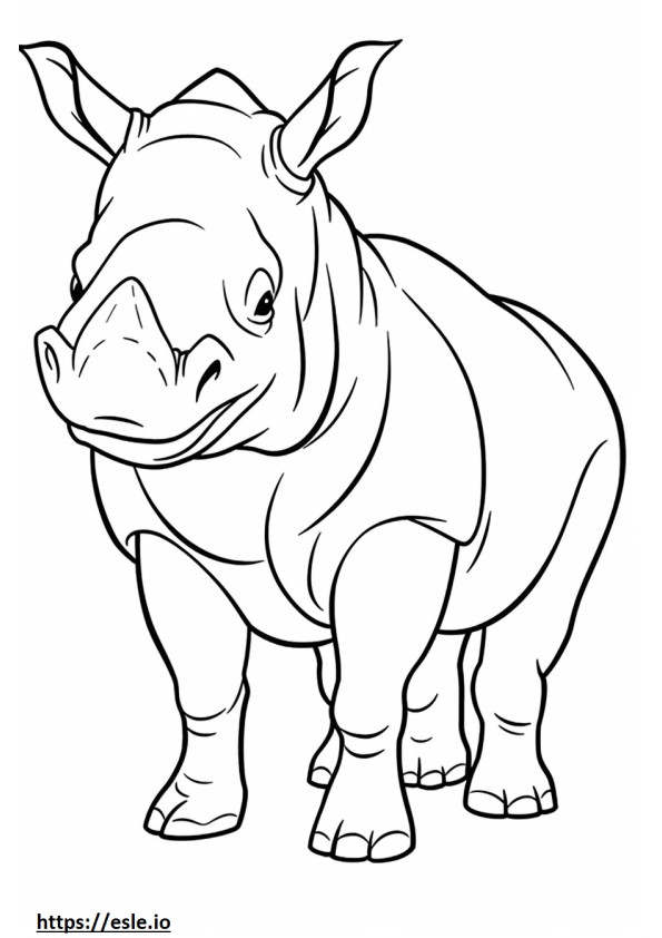 Coloriage Caricature de rhinocéros noir à imprimer