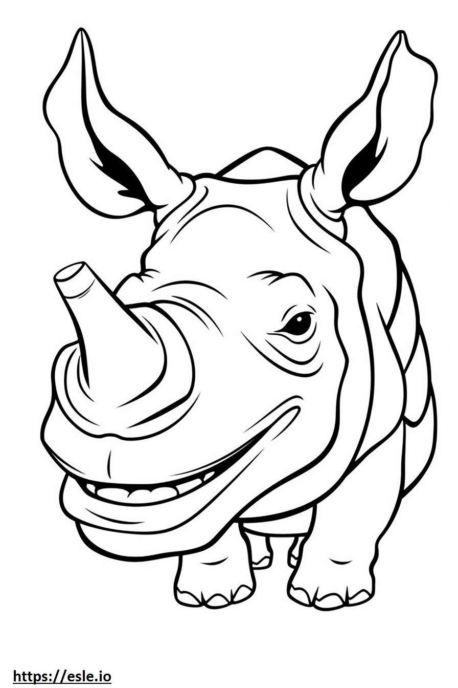 Emoji cu zâmbet de rinocer negru de colorat
