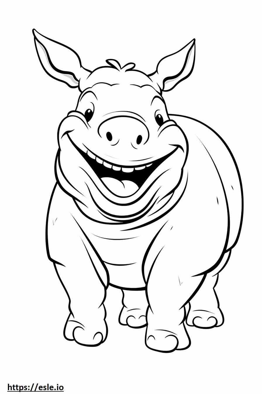 Black Rhinoceros smile emoji coloring page