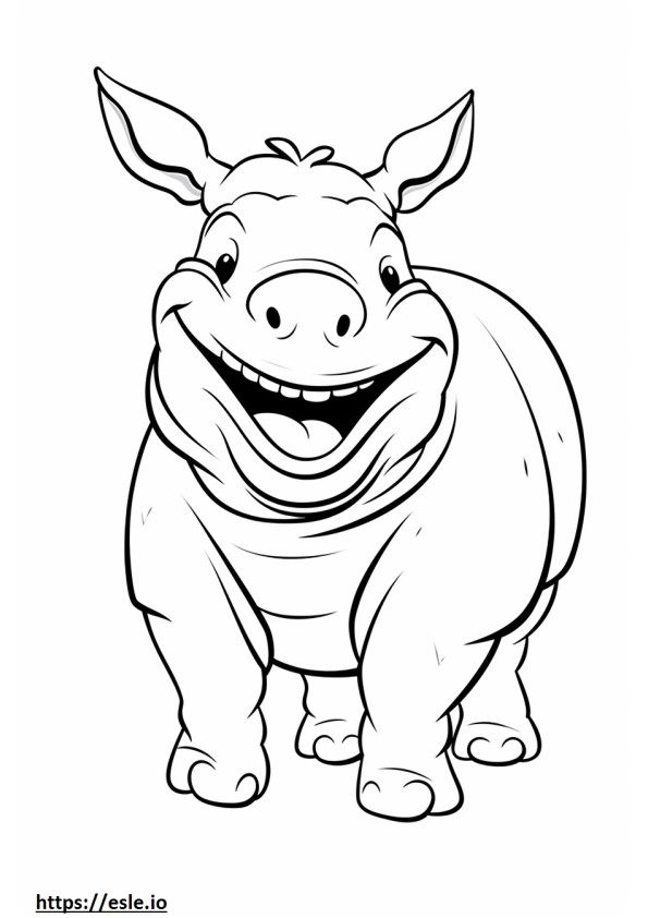 Emoji cu zâmbet de rinocer negru de colorat