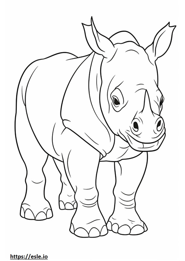 Desen animat cu rinocer negru de colorat
