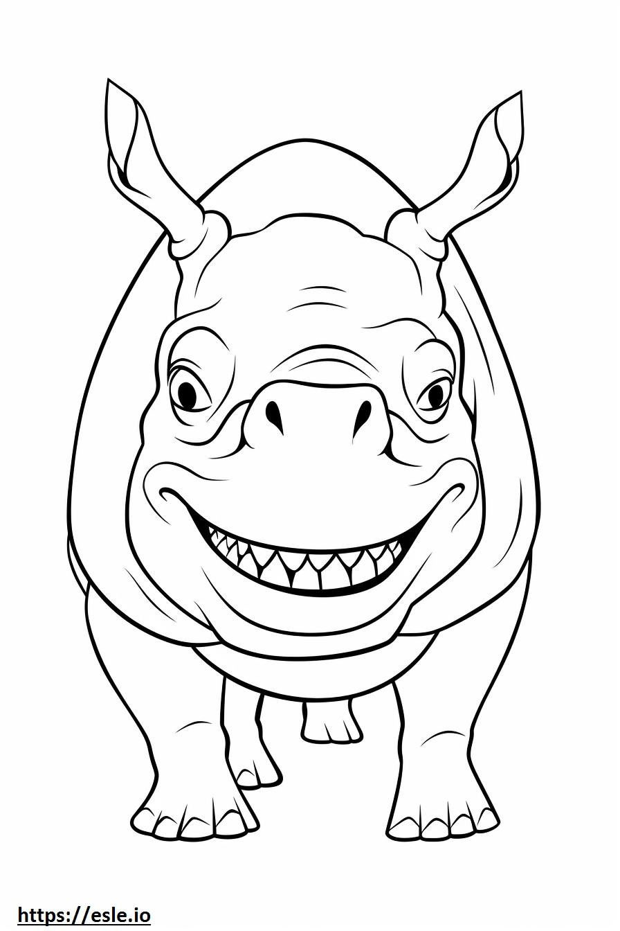 Emoji de sonrisa de rinoceronte negro para colorear e imprimir