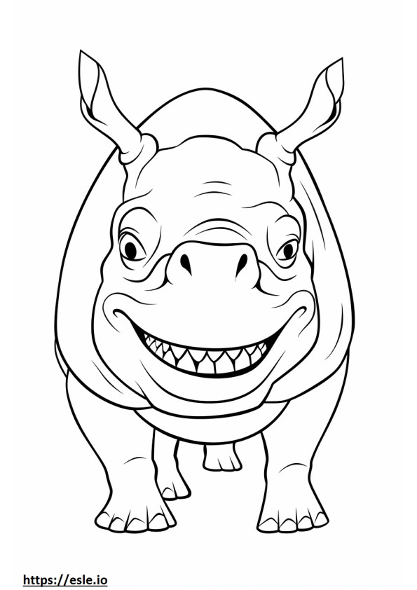 Emoji de sorriso de rinoceronte negro para colorir