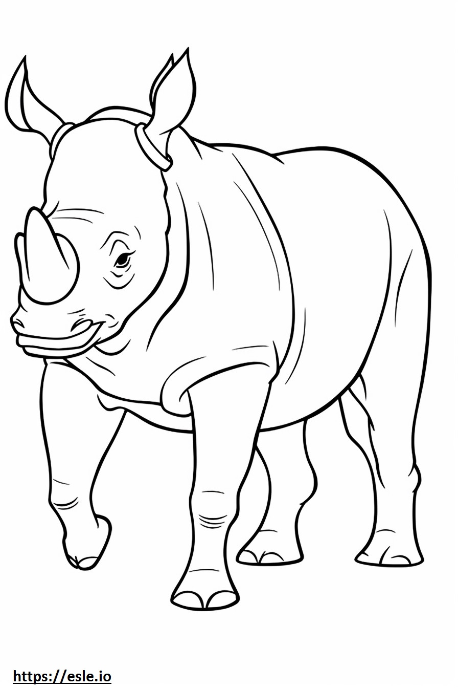 Kreskówka o czarnym nosorożcu kolorowanka