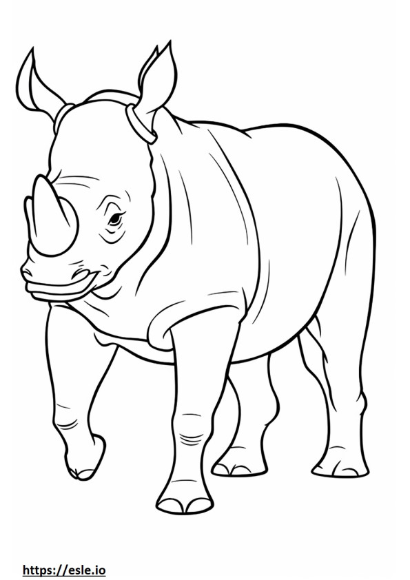 Dibujos animados de rinoceronte negro para colorear e imprimir