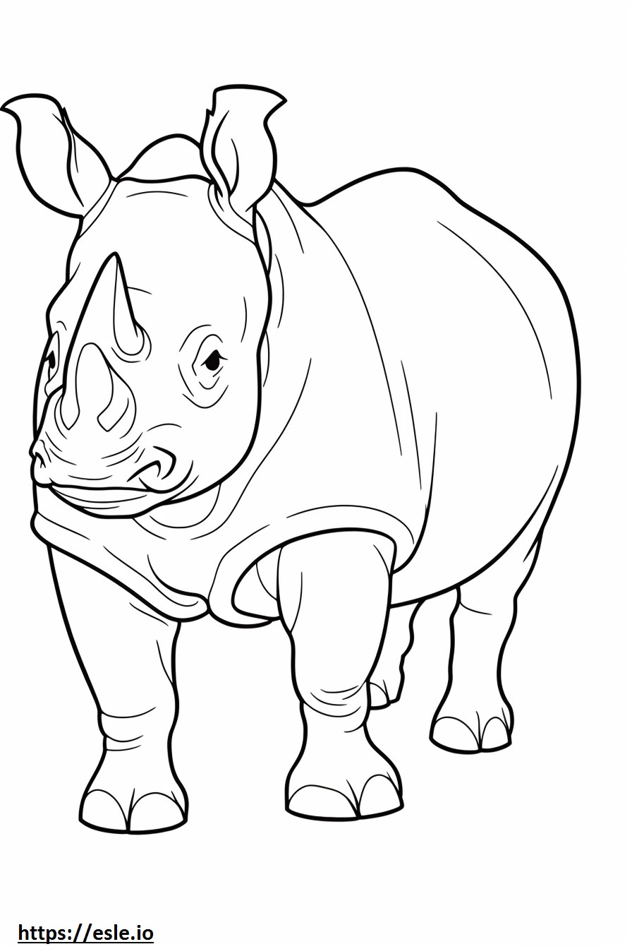Coloriage Rhinocéros noir mignon à imprimer