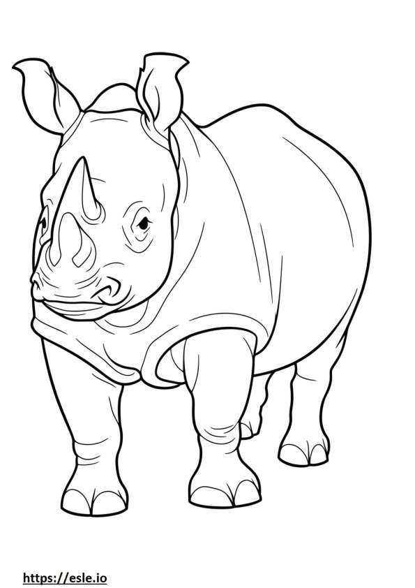 Rinocer negru drăguț de colorat