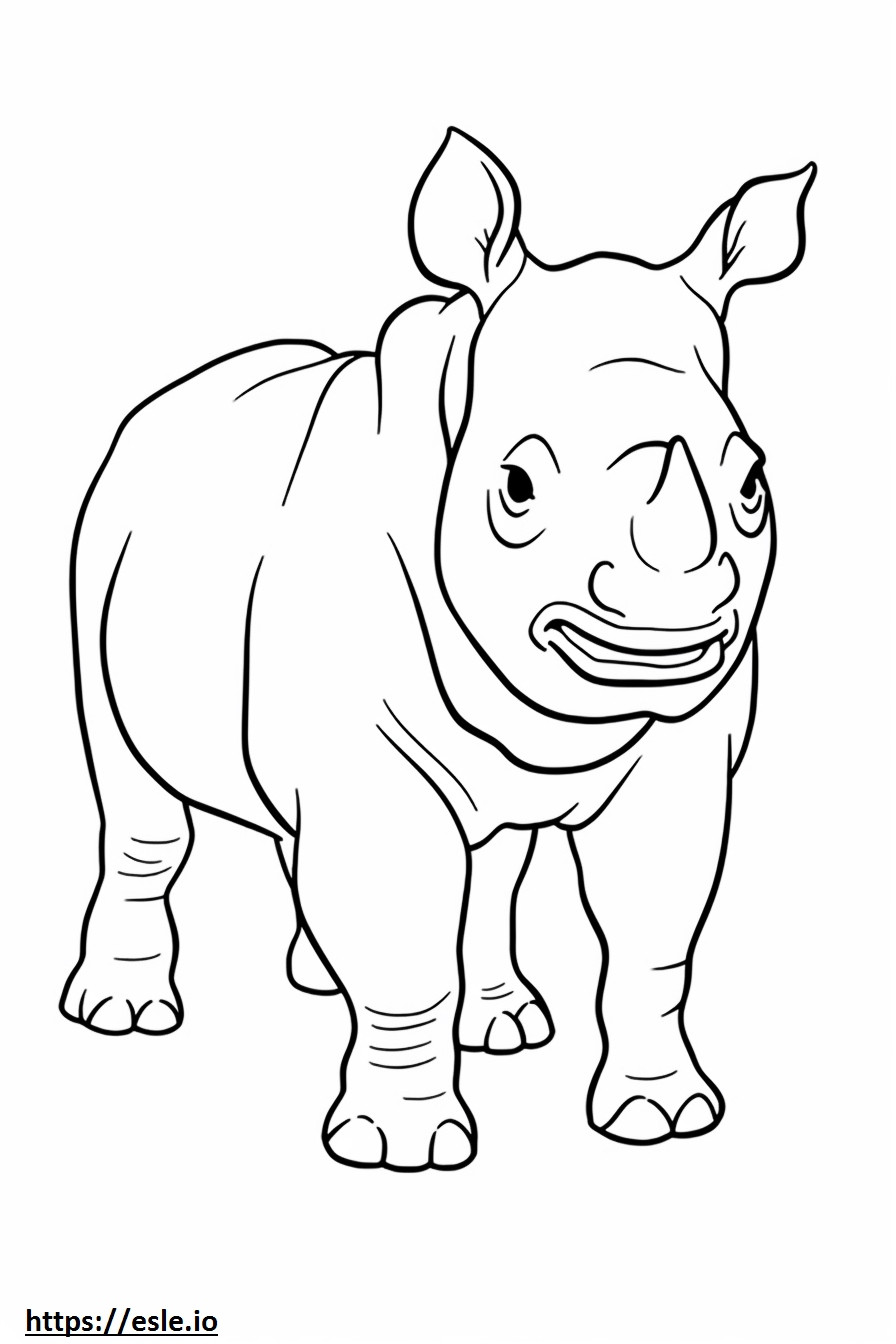Rinoceronte negro lindo para colorear e imprimir