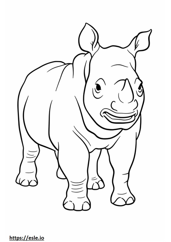 Coloriage Rhinocéros noir mignon à imprimer