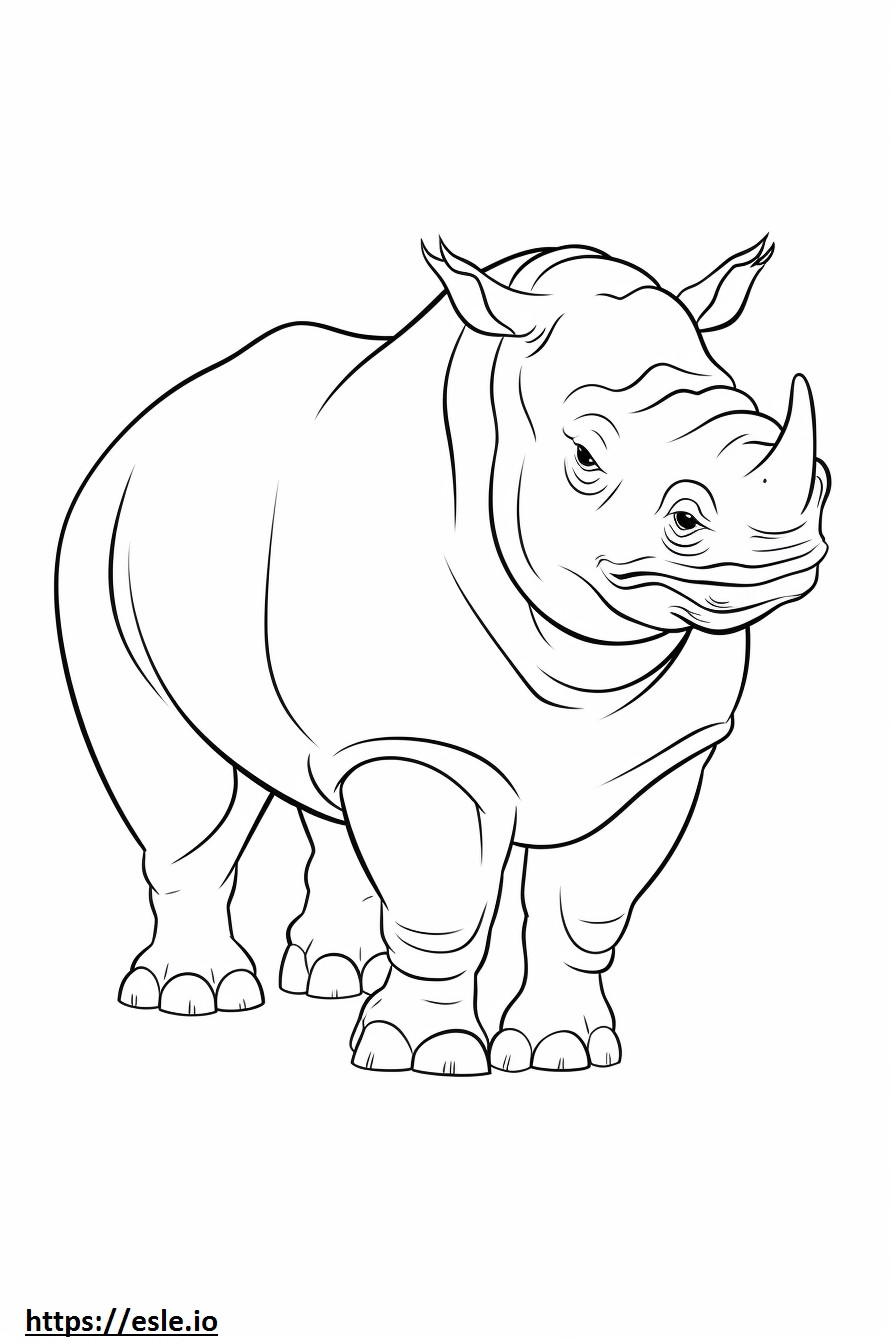 Rinoceronte negro feliz para colorir