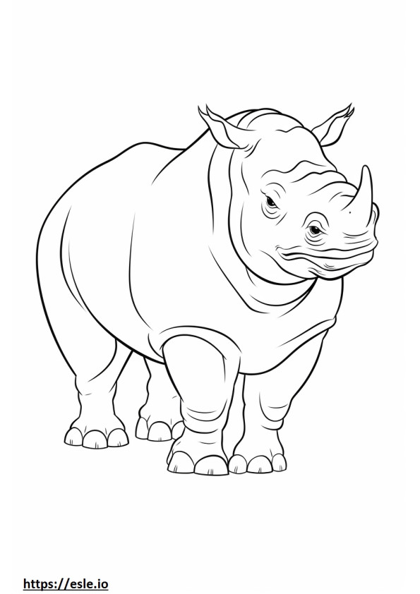 Coloriage Rhinocéros noir heureux à imprimer