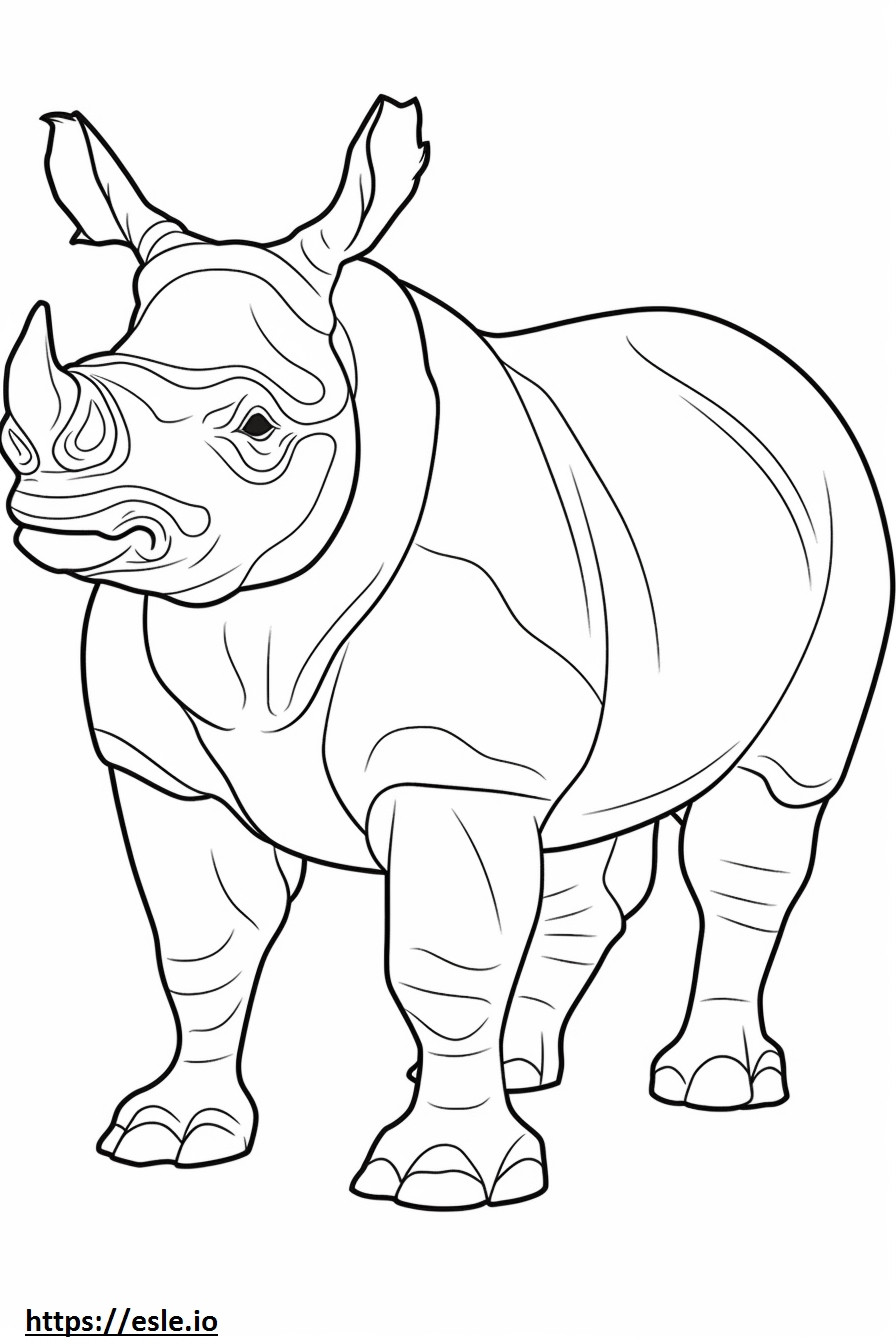 Rinocer negru fericit de colorat