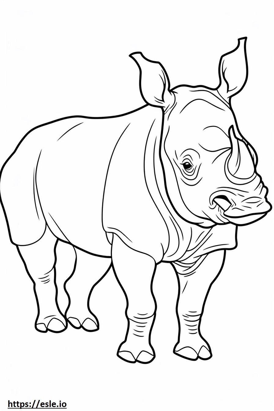 Coloriage Amical pour les rhinocéros noirs à imprimer