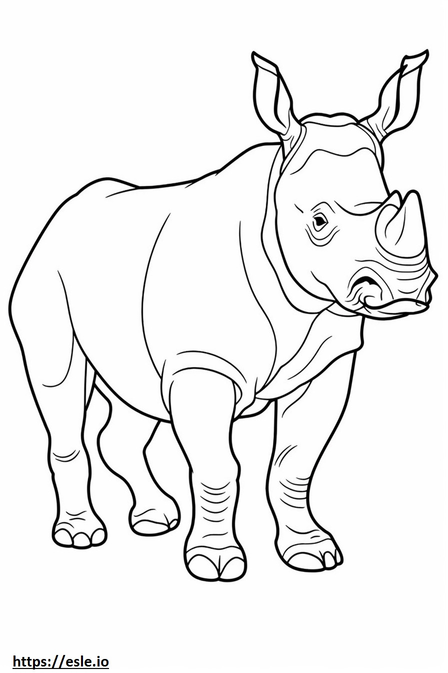 Amigable con el rinoceronte negro para colorear e imprimir
