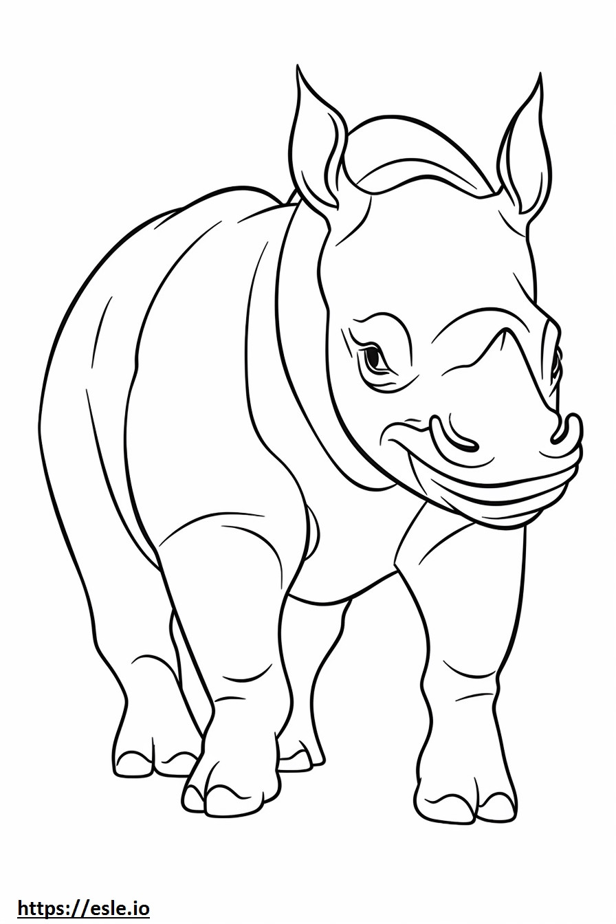 Coloriage Rhinocéros noir Kawaii à imprimer