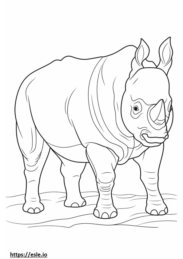 Black Rhinoceros Friendly coloring page