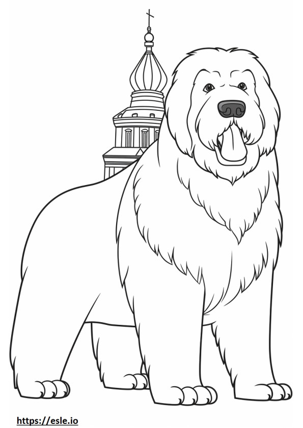 Coloriage Caricature de Terrier russe noir à imprimer