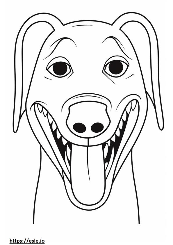 Emoji de sonrisa de perro de encaje azul para colorear e imprimir