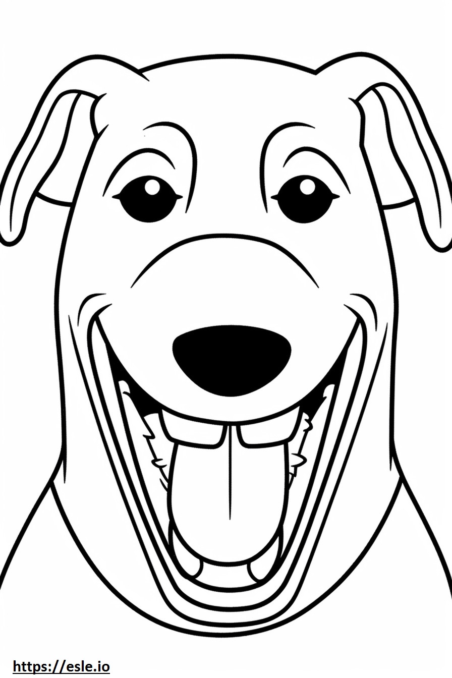 Coloriage Emoji sourire de chien en dentelle bleue à imprimer