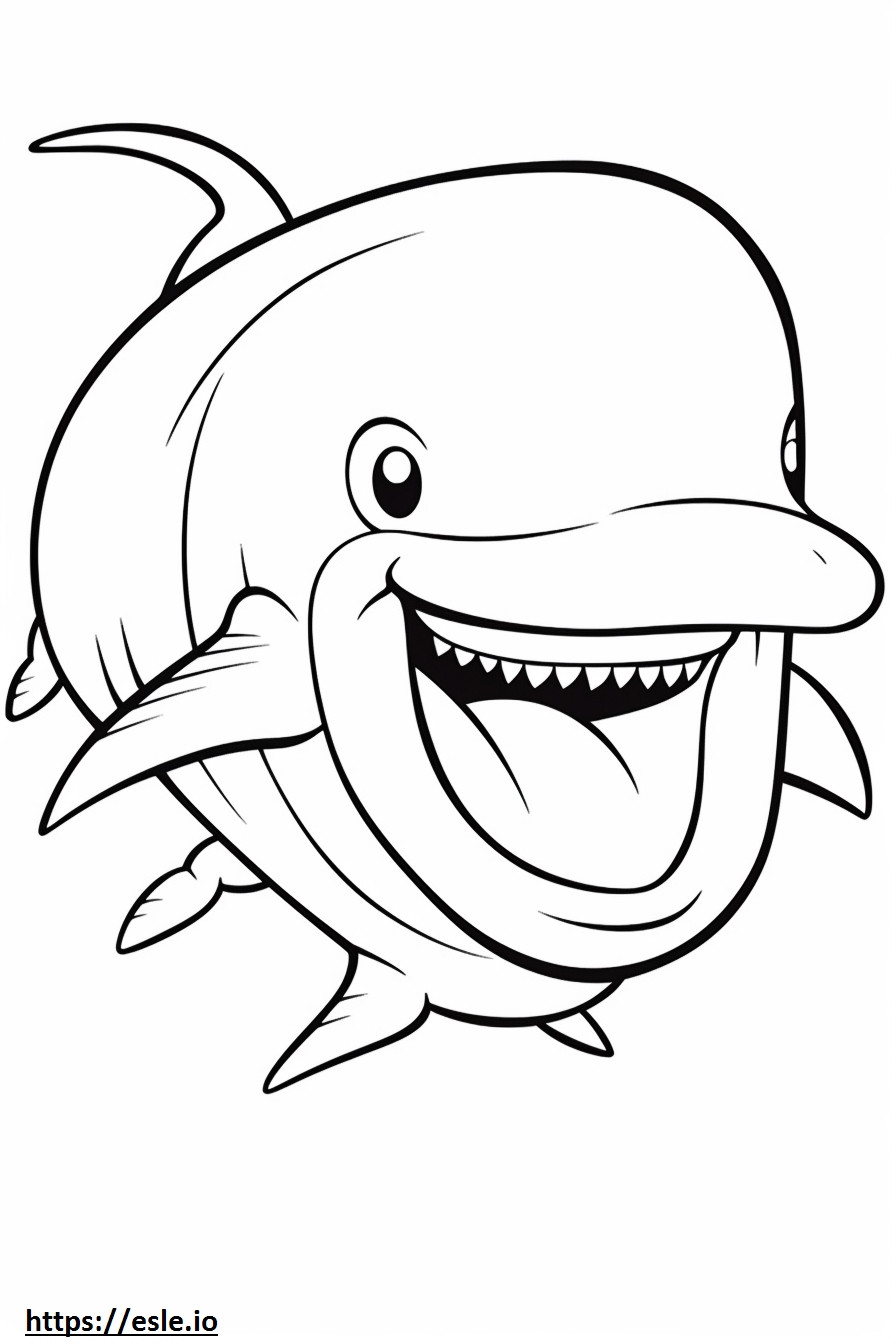 Emoji cu zâmbet de balenă albastră de colorat