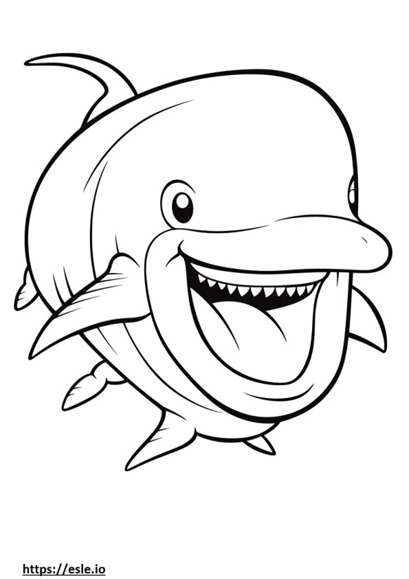 Emoji de sonrisa de ballena azul para colorear e imprimir