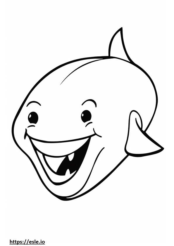 Coloriage Emoji sourire de baleine bleue à imprimer