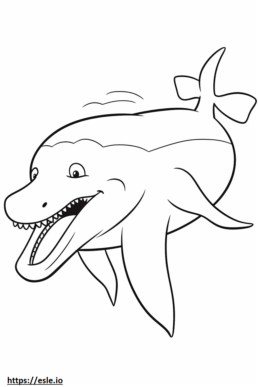 シロナガスクジラの漫画 ぬりえ - 塗り絵