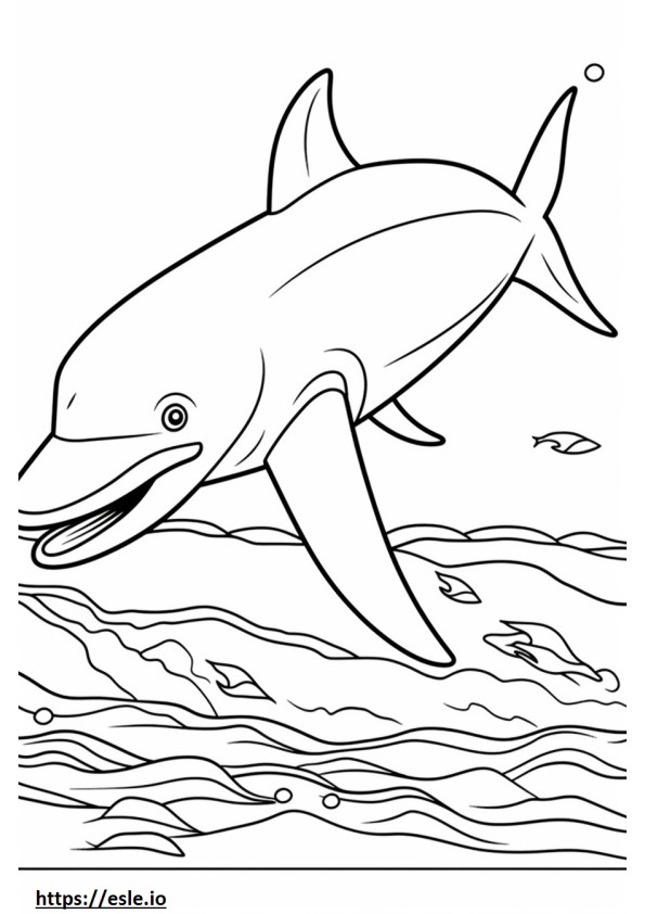 Coloriage Caricature de baleine bleue à imprimer