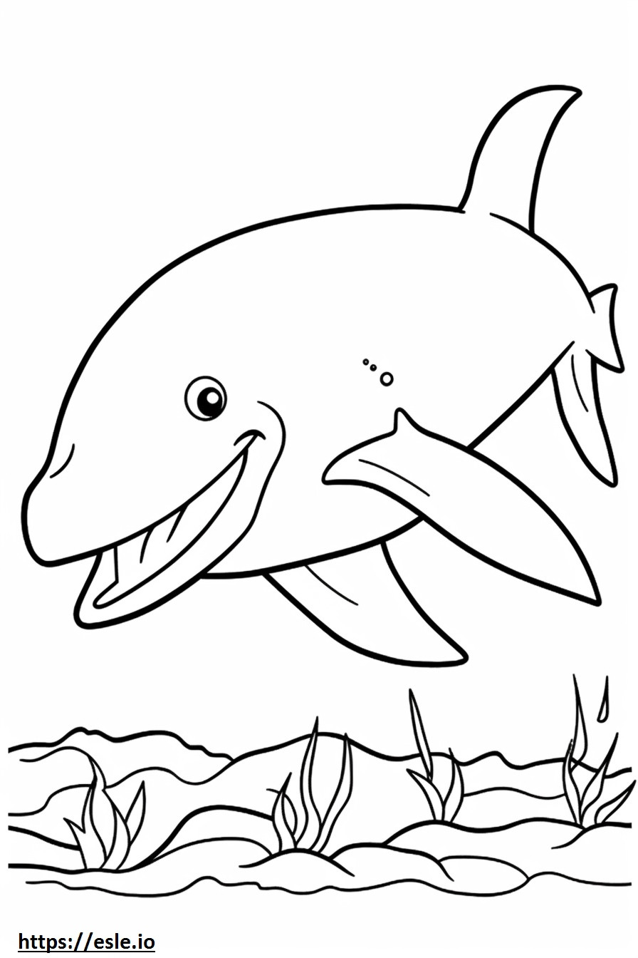 幸せなシロナガスクジラ ぬりえ - 塗り絵